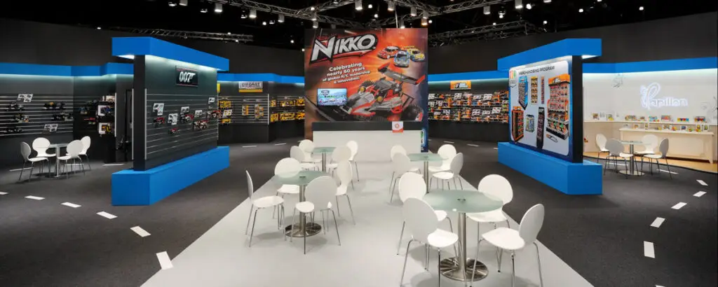 Messebau Galerie Meysel - Realisierter Großstand auf Spielwarenmesse mit mehreren Markenbereichen